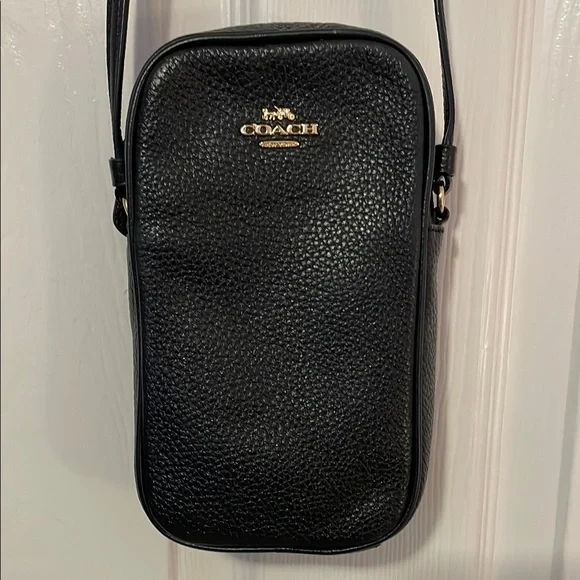 Coach Black Leather Small Handbag with Signature Gold Hardware - Picture 1 of 6